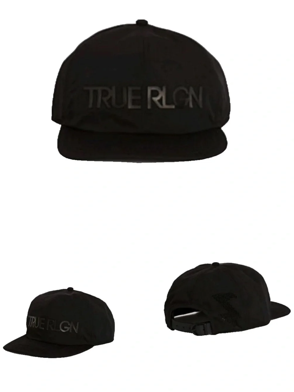 True Religion Man's Logo lightning bolt hat baseball cap black one size
